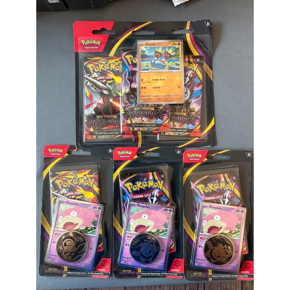 Pokemon TCG Mega Evolution Pitch Black Booster Pack Blister Lot Binacle Slowpoke